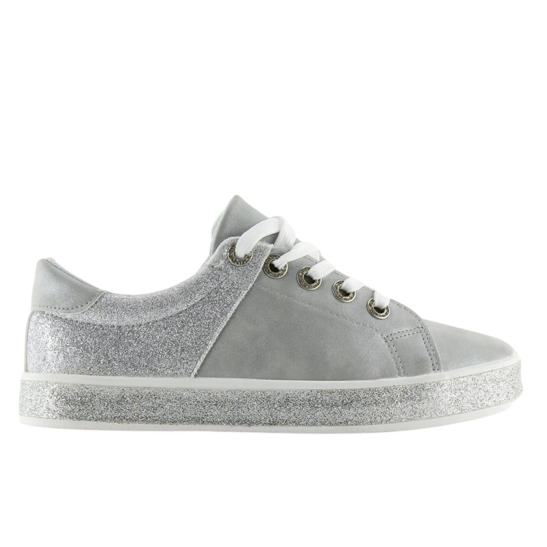 Gray glossy gray women's sneakers BL125 Gray grey