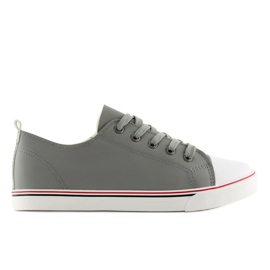 Gray Women's gray sneakers XL01p Gray grey