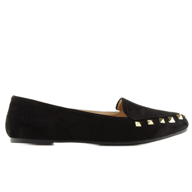 Black women's loafers with studs black 1388 Black