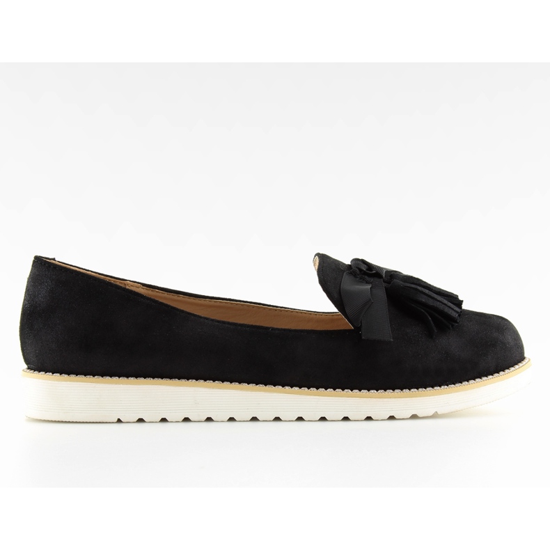 Black Women's loafers with fringes 7214 Black