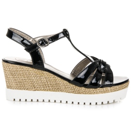 Kylie Lacquered wedge sandals black