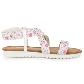 Vinceza Sandals with flowers white