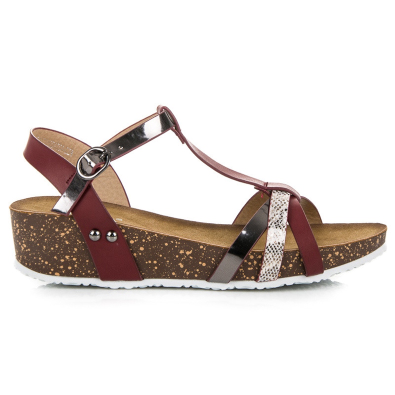 Vinceza Burgundy wedge sandals red