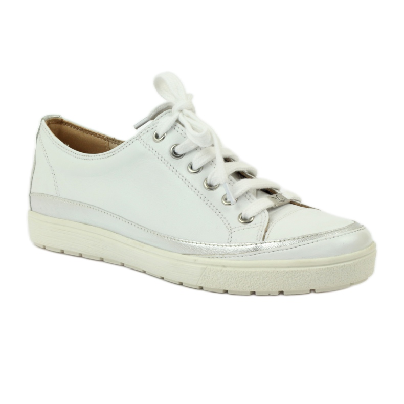 Women's sports sneakers Caprice 23654 leather white and silver grey