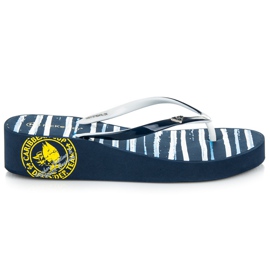 Mckeylor Striped wedge flip-flops blue