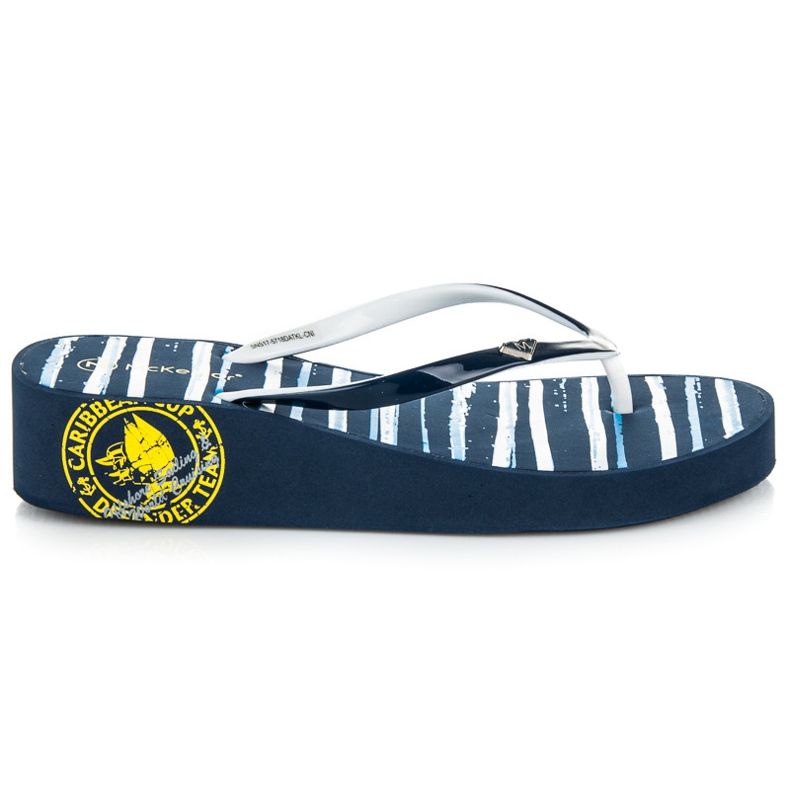 Mckeylor Striped wedge flip-flops blue