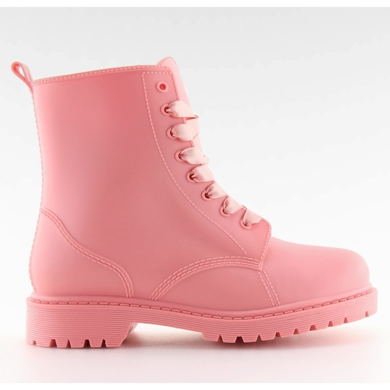 Pink D56P rose lace-up boots