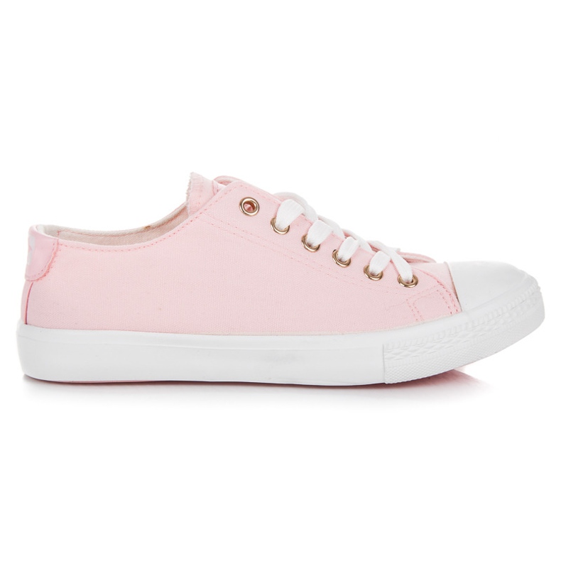 Pink and white sneakers