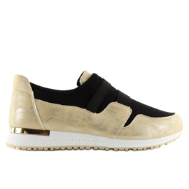 Black women's sports shoes KB-060 BLACK / GOLD yellow Black women's sports shoes KB-060 BLACK / GOLD yellow