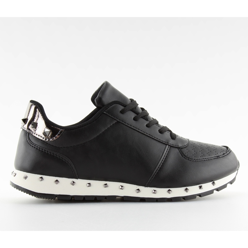 Black BK-85 Black sports shoes with studs grey Black BK-85 Black sports shoes with studs grey