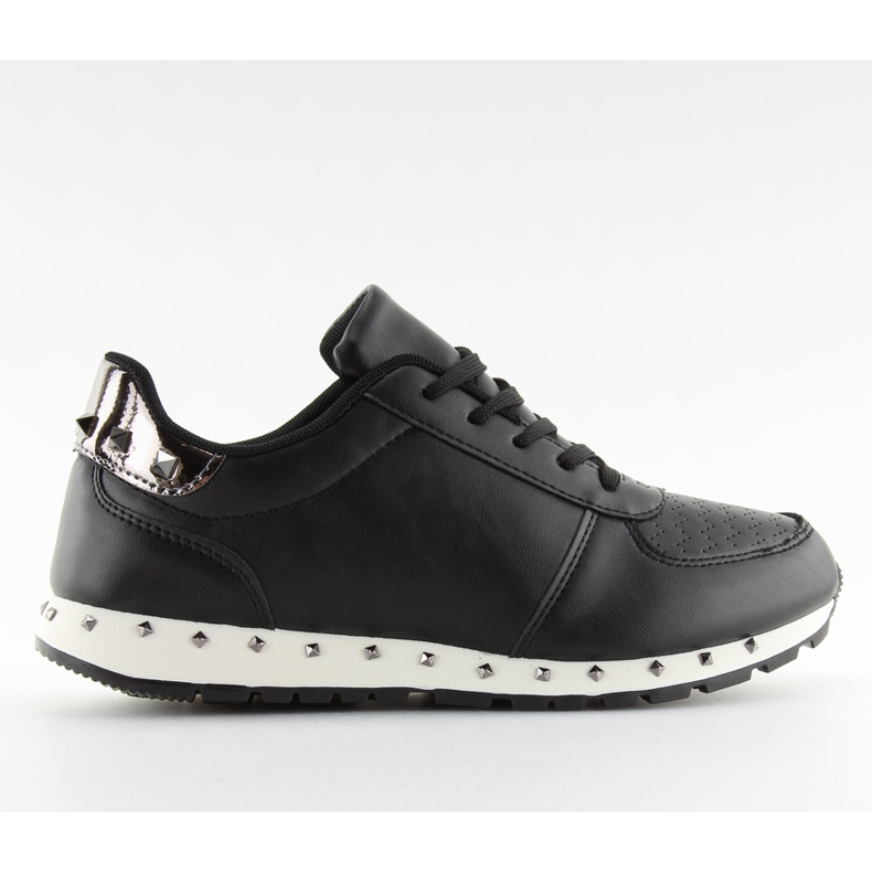 Black BK-85 Black sports shoes with studs grey