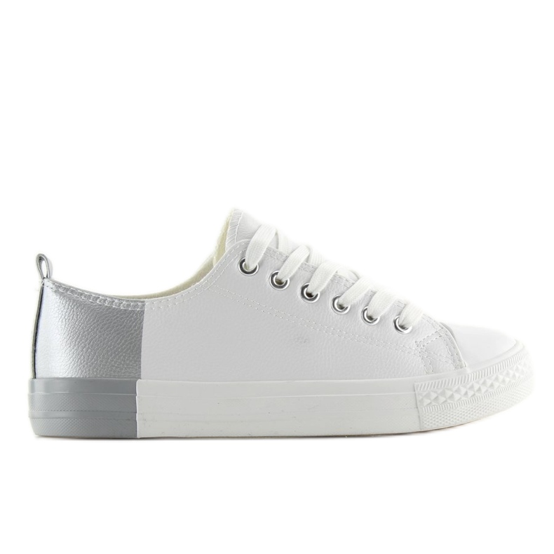 Two-color white sneakers BK378 White / Silver