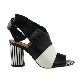 Badura 7787 women's tied sandals white black