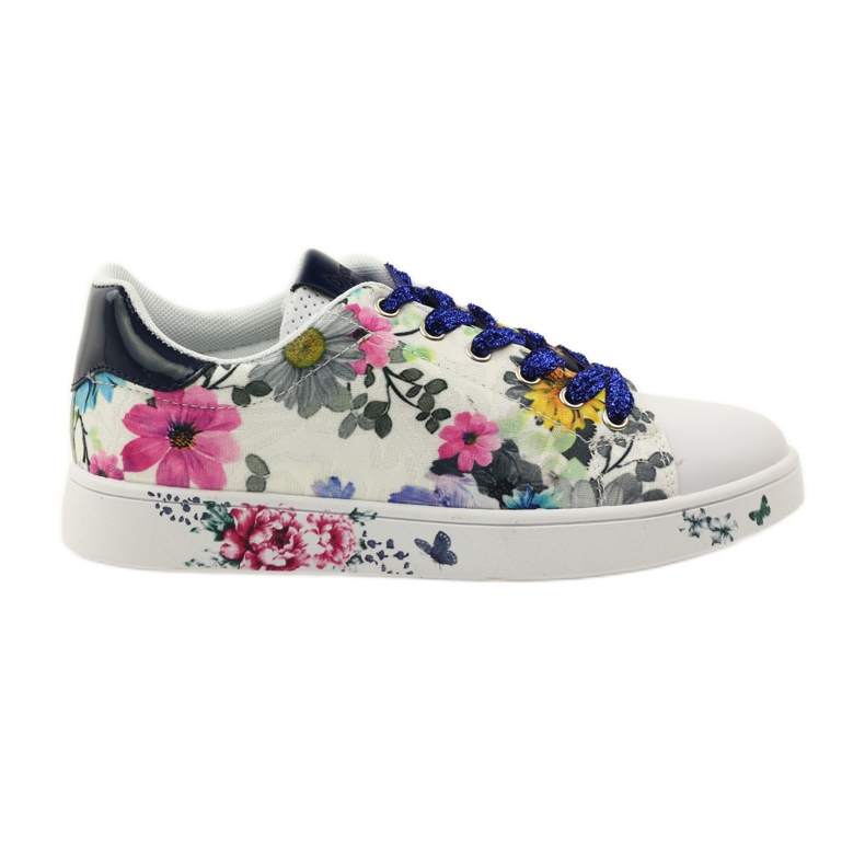 American Club Floral American sneakers with leather inlay navy blue pink white