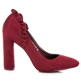 Seastar Burgundy pumps on the post with a frill red