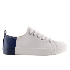 Bicolor white sneakers BK378 WHITE / D.BLUE Bicolor white sneakers BK378 WHITE / D.BLUE