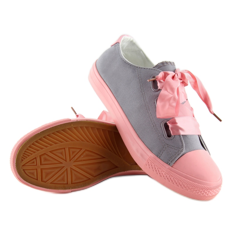 Sneakers With Ribbons Gray-Pink Dc11 grey