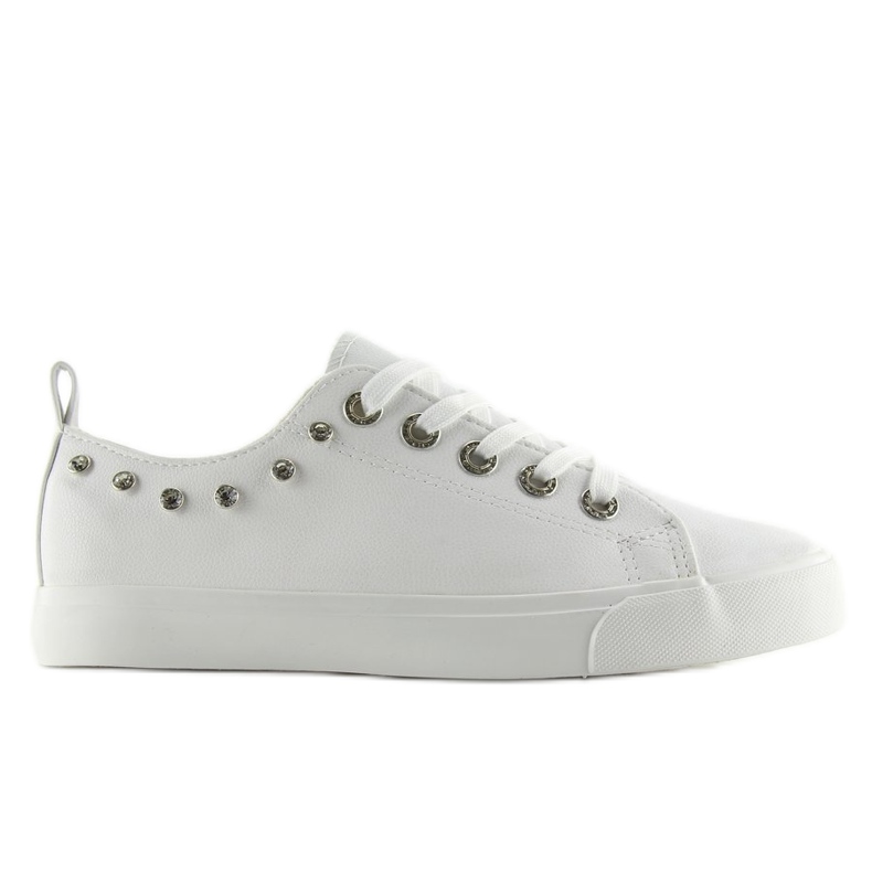 White sneakers with cubic zirconia BL122p White
