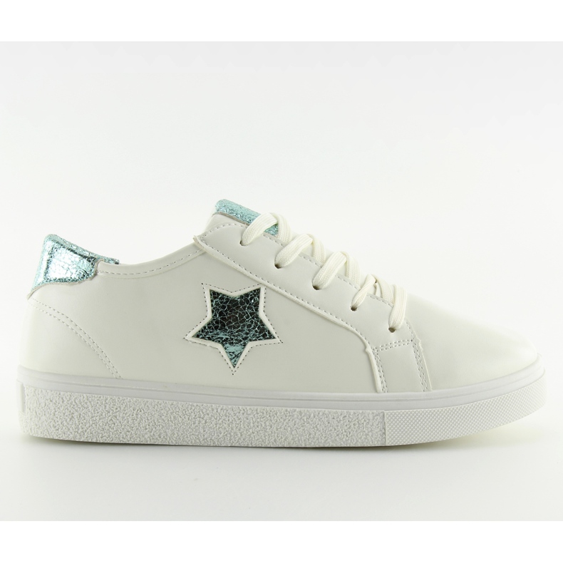 White sneakers for women 343-Y Green blue