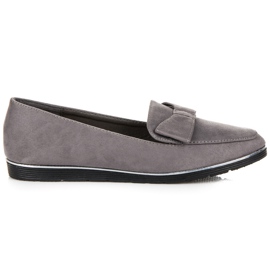 Suede loafers with a bow grey