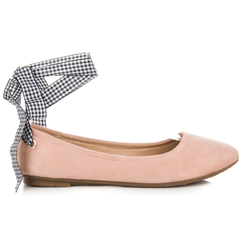 Ch. Creation Suede ballerinas with a ribbon pink