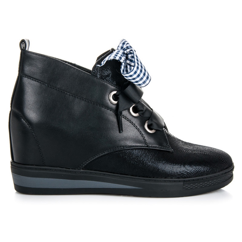 Vinceza Black Sneakers With Ribbon Vinceza Black Sneakers With Ribbon