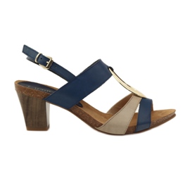 Caprice women's leather sandals 28307 brown yellow navy blue
