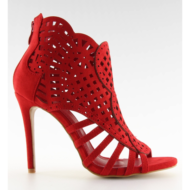 Open toe red open toe boots M286 Red