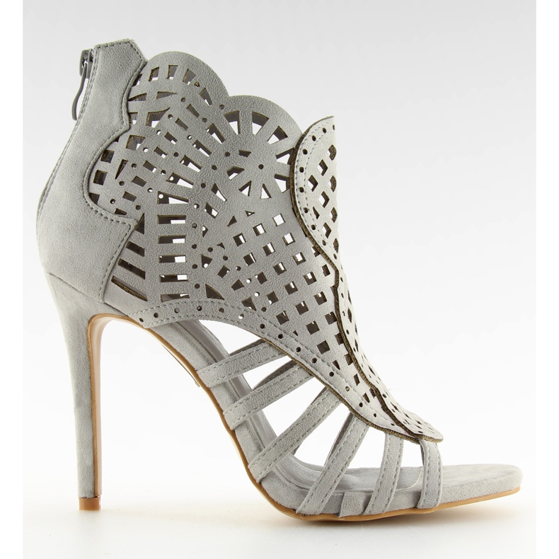 Gray open toe boots open toe M286 gray grey