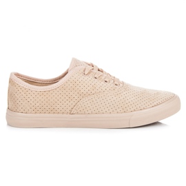 Suede openwork sneakers brown