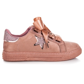Stylish suede sneakers pink
