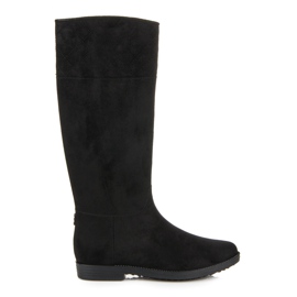 High suede galoshes black