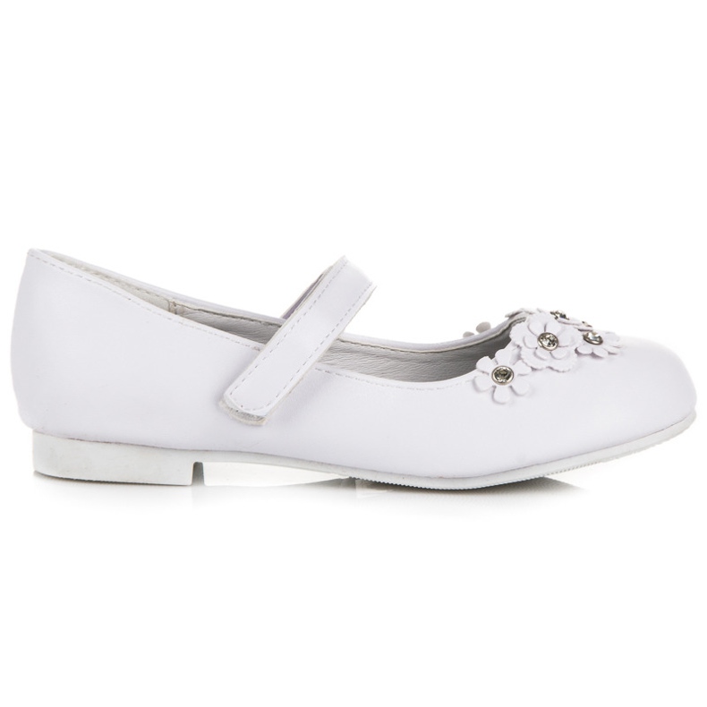 American Club White Ballerinas With Velcro