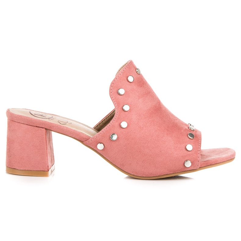 Kylie Suede slippers on the post pink