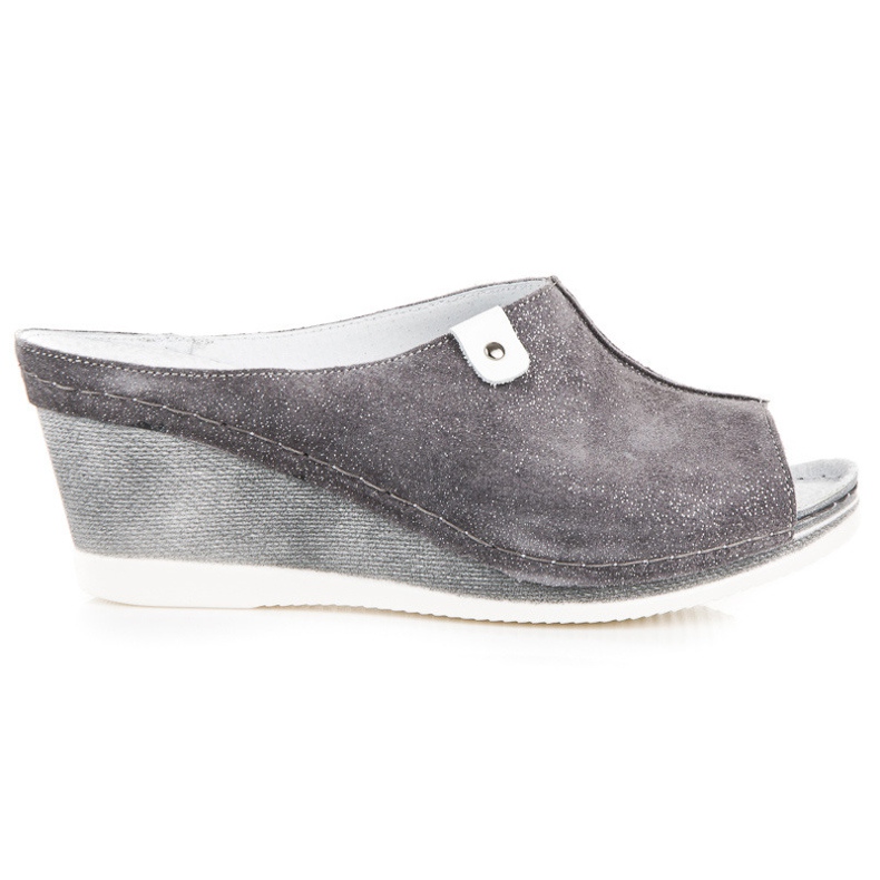 Vinceza Gray Wedge Slippers grey