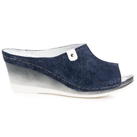 Vinceza Blue wedge slippers