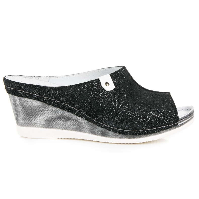 Vinceza Black Wedge Slippers
