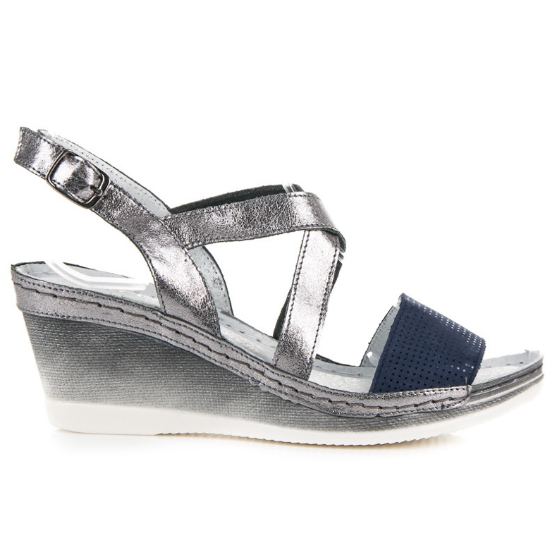 Vinceza Leather Wedge Sandals grey Vinceza Leather Wedge Sandals grey