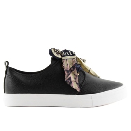 Black XL09P Black sneakers tied with a ribbon