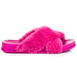 Stylish fur slippers pink