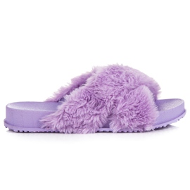 Stylish fur slippers purple