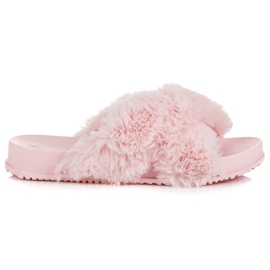 Stylish fur slippers pink