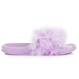 Slippers with fur violet