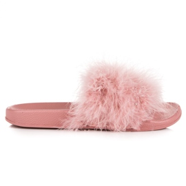 Slippers with fur pink