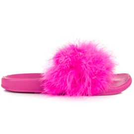 Slippers with fur pink