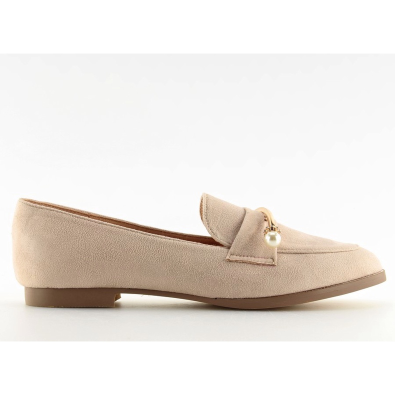 Women's beige loafers T315P Nude