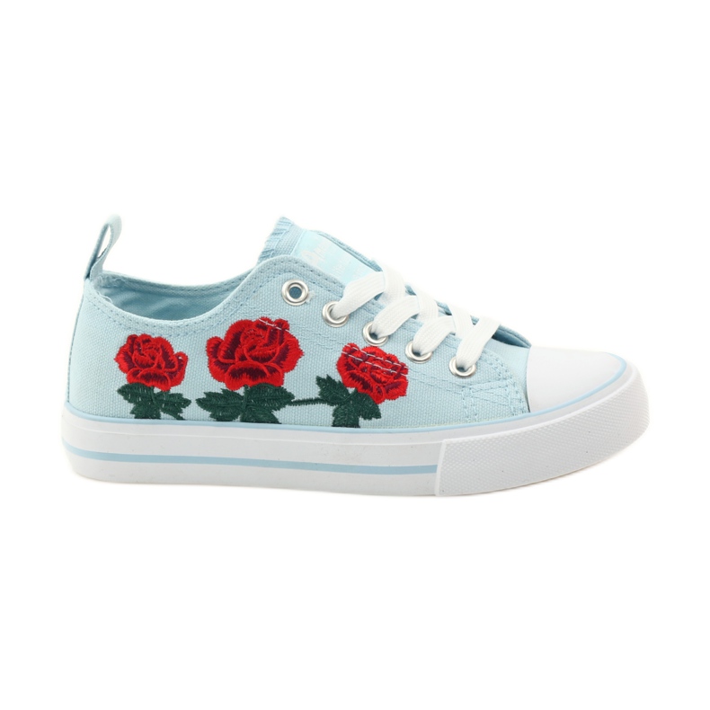 American Club Sneakers with embroidered roses American 17035 blue white