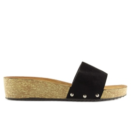 Black women's black slippers CK05P black Black women's black slippers CK05P black