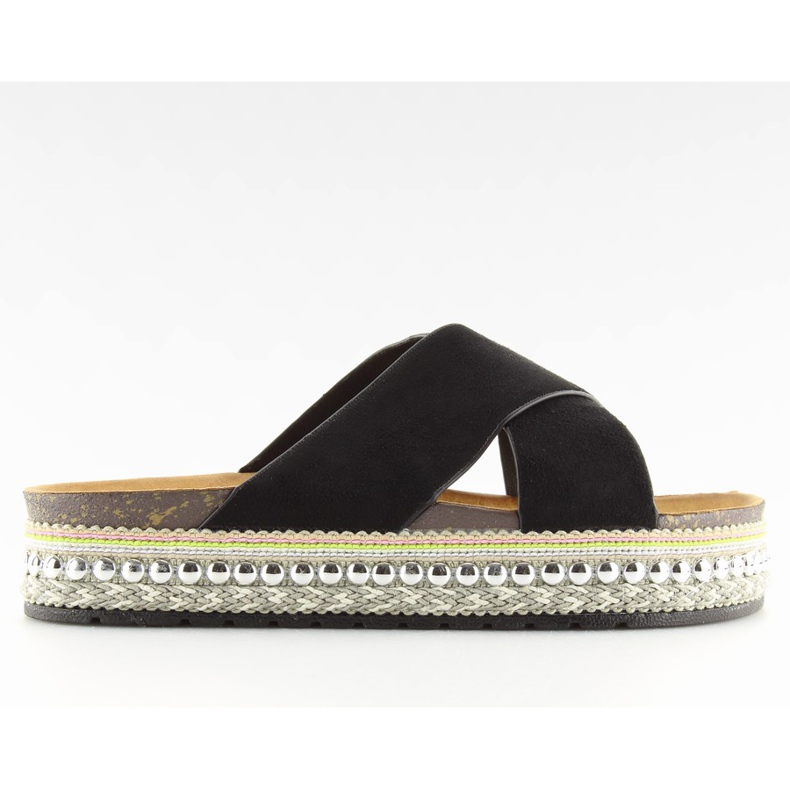 Black women's black slippers CK15P black