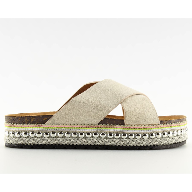 Women's beige slippers CK15P beige